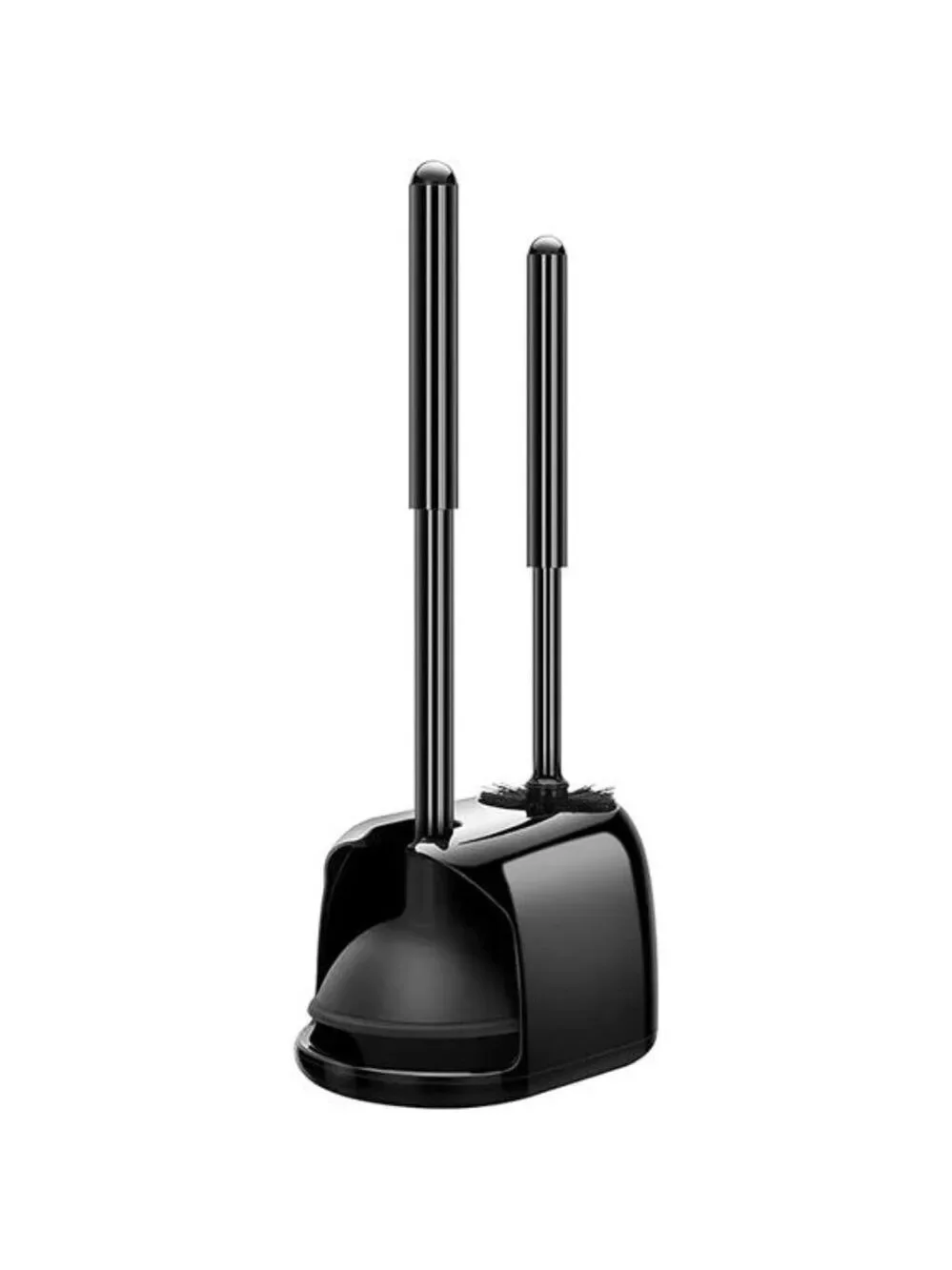 Toilet Brush and Plunger Set Heavy Duty Bathroom Cleaner Hidden Storage Black